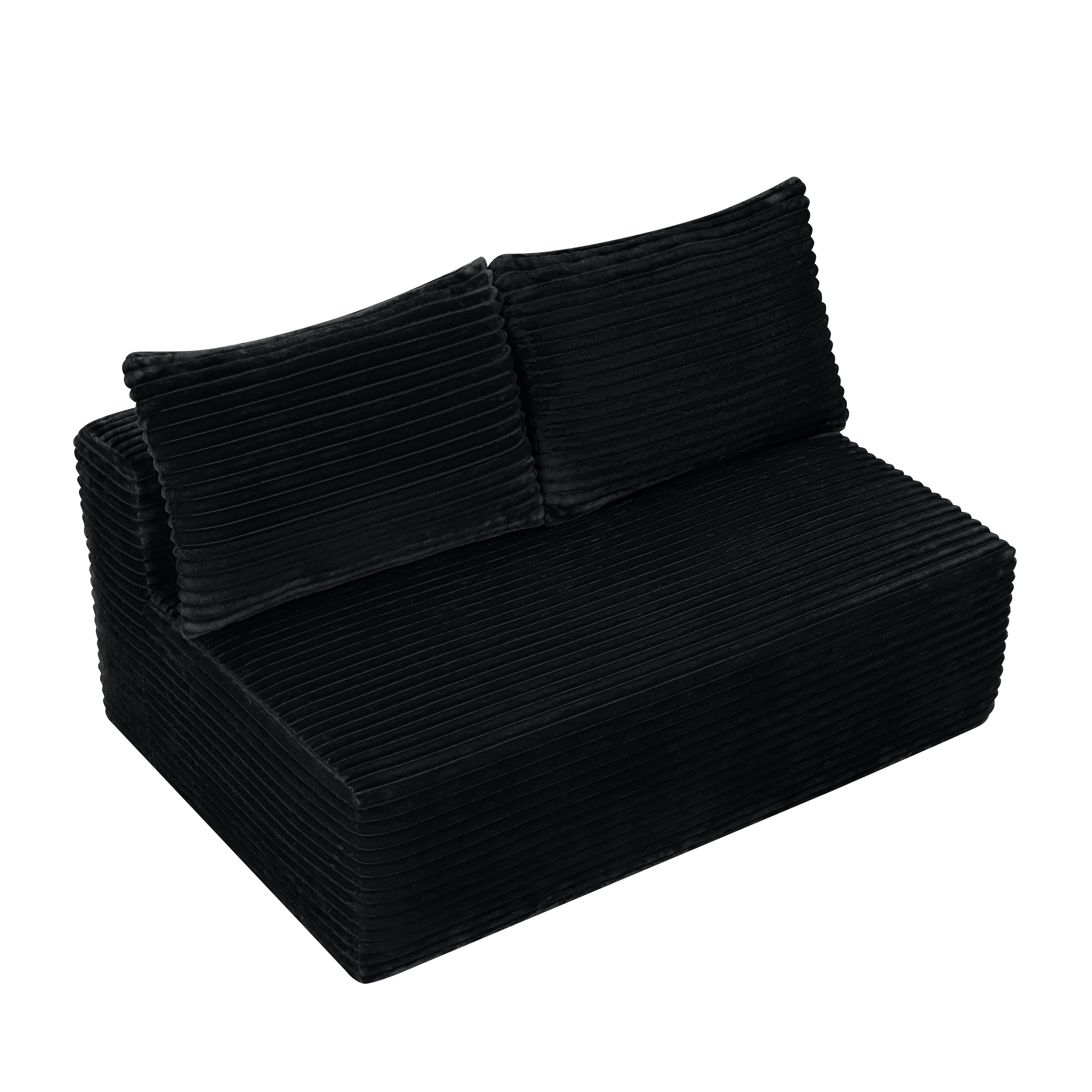 58-inch 2 Seat Median Longue With Plush Black Velvet, Cup Holder, Flexible Matching, Mainly For Living Room Use._maomaolike.com